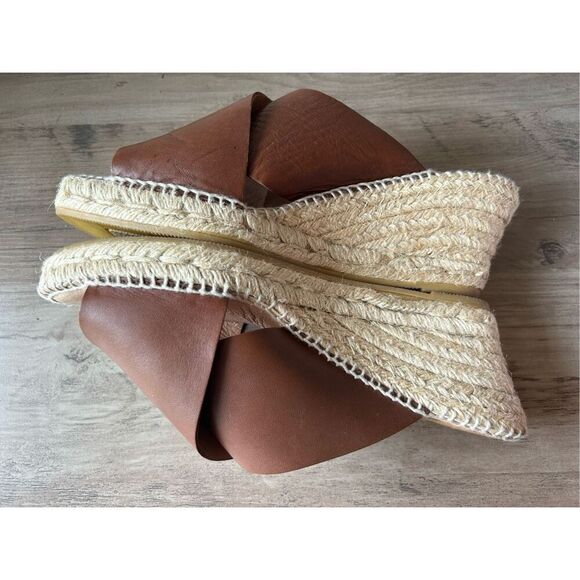 Kanna Leather Slip-on Wedge Sandals sz 41 / 10.5 Espadrille Boho Beach Vacation - Picture 6 of 7